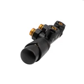 Głowice termostatyczne - OPTICOMFORT Zestaw termostatyczny DUOPLEX 1/2" czarny - miniaturka - grafika 1