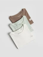 Koszulki dla chłopców - Reserved - Bawełniany t-shirt 3 pack - złamana biel - miniaturka - grafika 1