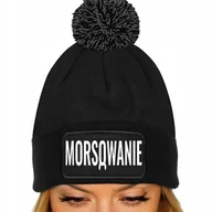 Czapki damskie - CZAPKA CZARNA Zimowa Z Pomponem Na Prezent Dla Morsa MORSOWANIE Wzory - miniaturka - grafika 1