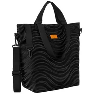 Torebki damskie - Shopper damski z poliestru w czarnym kolorze pokryty falistym wzorem - Rovicky - miniaturka - grafika 1
