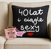 Gadżety dla niej i dla niego - Zestaw prezentowy na 40 urodziny dla kobiety - kubek oraz poduszka z imieniem - miniaturka - grafika 1