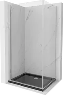 Kabiny prysznicowe - Mexen Pretoria kabina prysznicowa uchylna 70x100 cm, transparent, chrom + brodzik Flat, czarny - 852-070-100-01-00-4070 - miniaturka - grafika 1