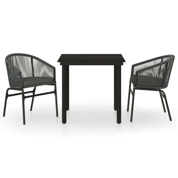 Zestaw Jadalniany do Ogrodu: Stół 80x80x74cm, Krzesła 58x58x78cm, Czarny
