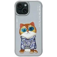 Etui i futerały do telefonów - Etui NIMMY Glasses Cool Cat do Apple iPhone 15 Szary - miniaturka - grafika 1