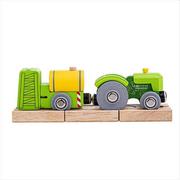 Zabawki interaktywne dla dzieci - Traktor z wagonem do oprysków Bigjigs Rail - miniaturka - grafika 1