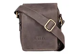 Torby męskie - ALWAYS WILD Torebka męska listonoszka na ramię ze skóry naturalnej nubukowej brązowa saszetka miejska na zatrzask i suwak kieszonki - miniaturka - grafika 1