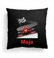 Poduszki dekoracyjne - CZARNA FOTO PODUSZKA FERRARI BOLID FORMUŁA 1 +IMIĘ - miniaturka - grafika 1