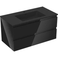 Szafki łazienkowe - Mexen Orio szafka łazienkowa 90 cm z umywalką Otis, 2 szuflady, czarna połysk/czarna mat - 91A10-09047-2-BFF70-W18M71 - miniaturka - grafika 1