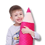 Kołdry i poduszki dla dzieci - Kredka pluszowa zagłówek długa poduszka ochraniacz różowa - miniaturka - grafika 1