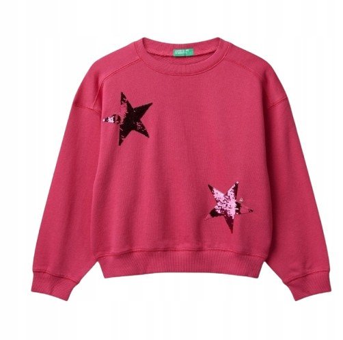 UNITED COLORS OF BENETTON RÓŻOWA BLUZA DZIECIĘCA Z CEKINAMI 130 J9A
