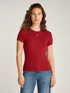 TOMMY JEANS Koszulka w kolorze bordowym - Koszulki i topy damskie - miniaturka - grafika 1