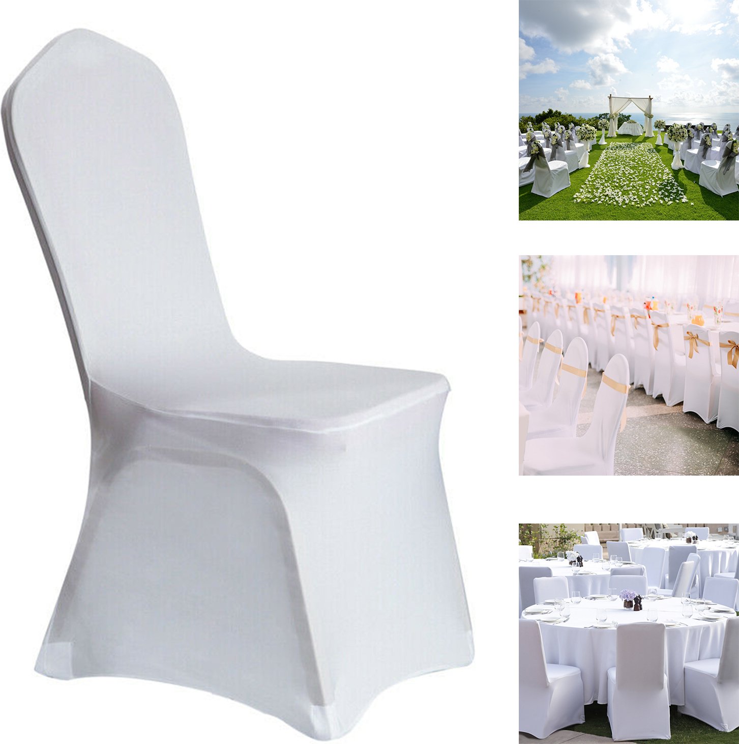 YUENFONG 50 szt Uniwersalne pokrowce na krzesła Pokrowce na krzesła Białe pokrowce na krzesła Nowoczesne pokrowce na krzesła Pokrowiec na krzesło bankietowe Pokrowiec na krzesło na przyjęcie weselne