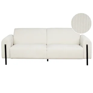 Sofa 3-osobowa sztruksowa biała ASKIM - Sofy i kanapy - miniaturka - grafika 1