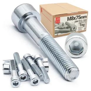 Śruba imbusowa M8x75 z łbem walcowym DIN912 kl. 8.8 ampulowa ocynk 1kg - Śruby i nakrętki Śruba imbusowa M8x75 z łbem walcowym DIN912 kl. 8.8 ampulowa ocynk 1kg - Śruby i nakrętki - miniaturka - grafika 1