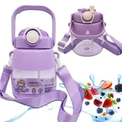 Księgarnia OUTLET - EXTRALINK BIDON DO SZKOŁY PRZEDSZKOLA BUTELKA NA WODĘ ZE SŁOMKĄ SMYCZ DLA DZIECI 1L B-1049 - miniaturka - grafika 1