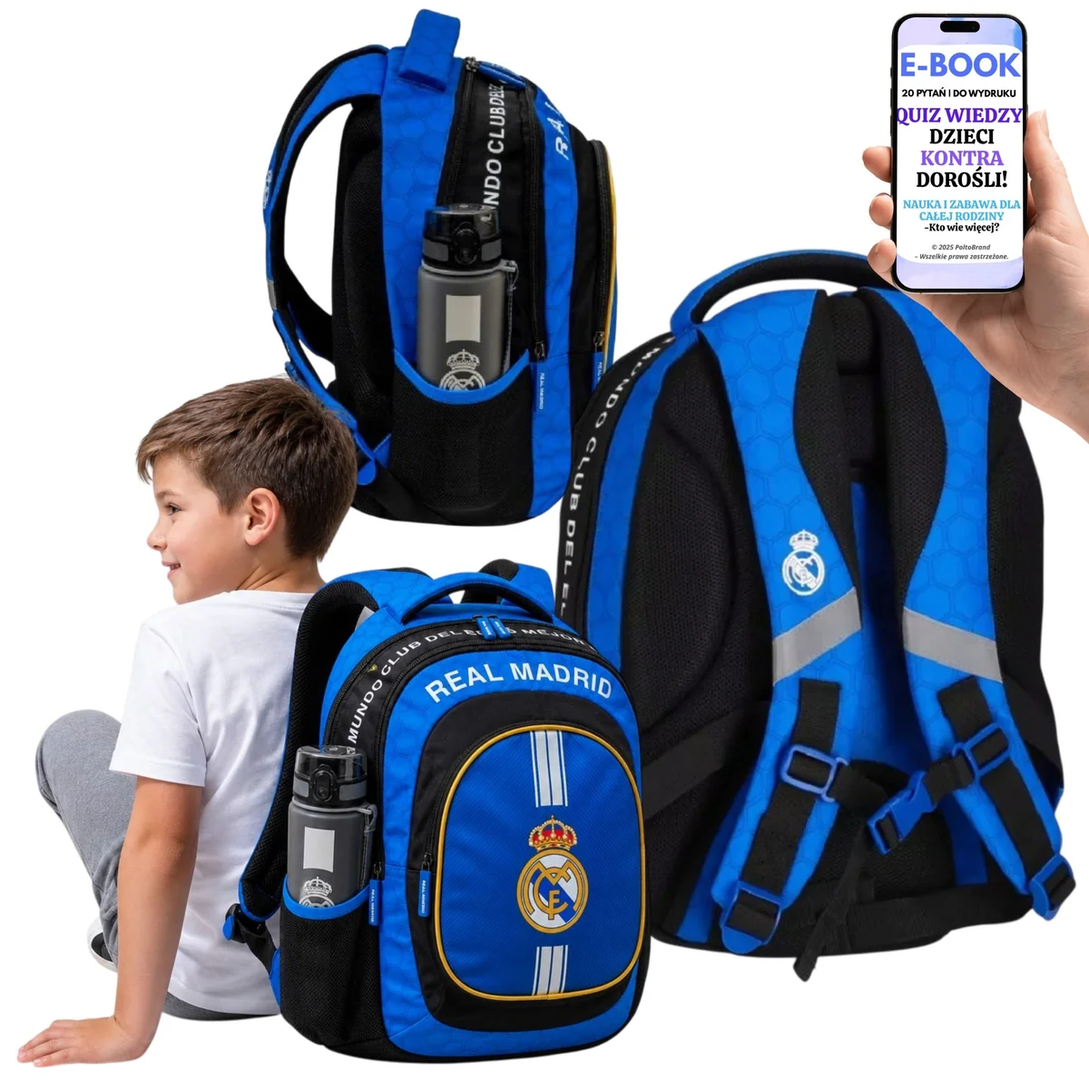 Plecak Szkolny REAL MADRID A4 3 Komory Ergo Back Odblaskowy + E-BOOK-2