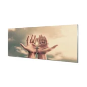 Tablice i flipcharty - Nowoczesny panel kuchenny Ręce niebo krzyż 125x50 cm - miniaturka - grafika 1