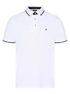 Koszulki męskie - Jack & Jones Męska koszulka polo Mężczyźni Bawełna biały jednolity, S - miniaturka - grafika 1