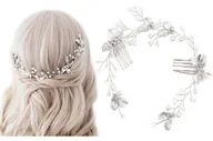 Ozdoby do włosów - OZDOBA ŚLUBNA do włosów damska PEREŁKI cyrkonie ślub GRZEBYK - miniaturka - grafika 1