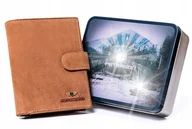 Portfele - Peterson portfel skóra naturalna nubuk brązowy PTN 317Z 2-1-5 - mężczyzna - miniaturka - grafika 1