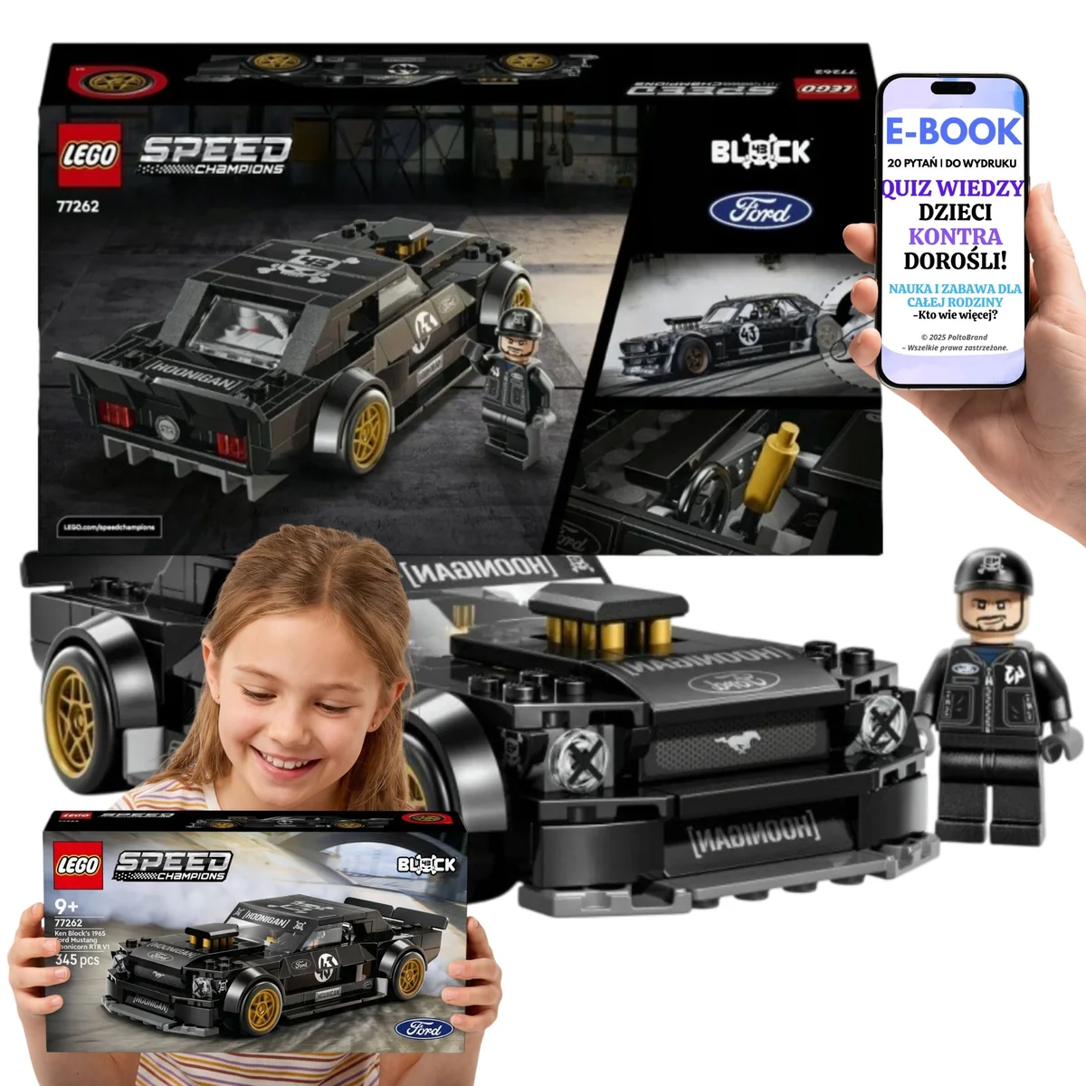 LEGO Speed Champions '65 Ford Mustang Hoonicorn V1 Model Kolekcjonerski Prezent 77262