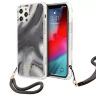 Etui i futerały do telefonów - Guess nakładka do iPhone 12 / 12 Pro 6,1" GUHCP12MKSMAGR szara hard case Marble Collection GUE001341 - miniaturka - grafika 1