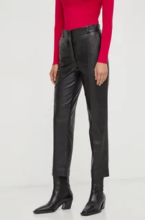 Spodnie damskie - Ivy Oak spodnie skórzane damskie kolor czarny proste high waist - grafika 1