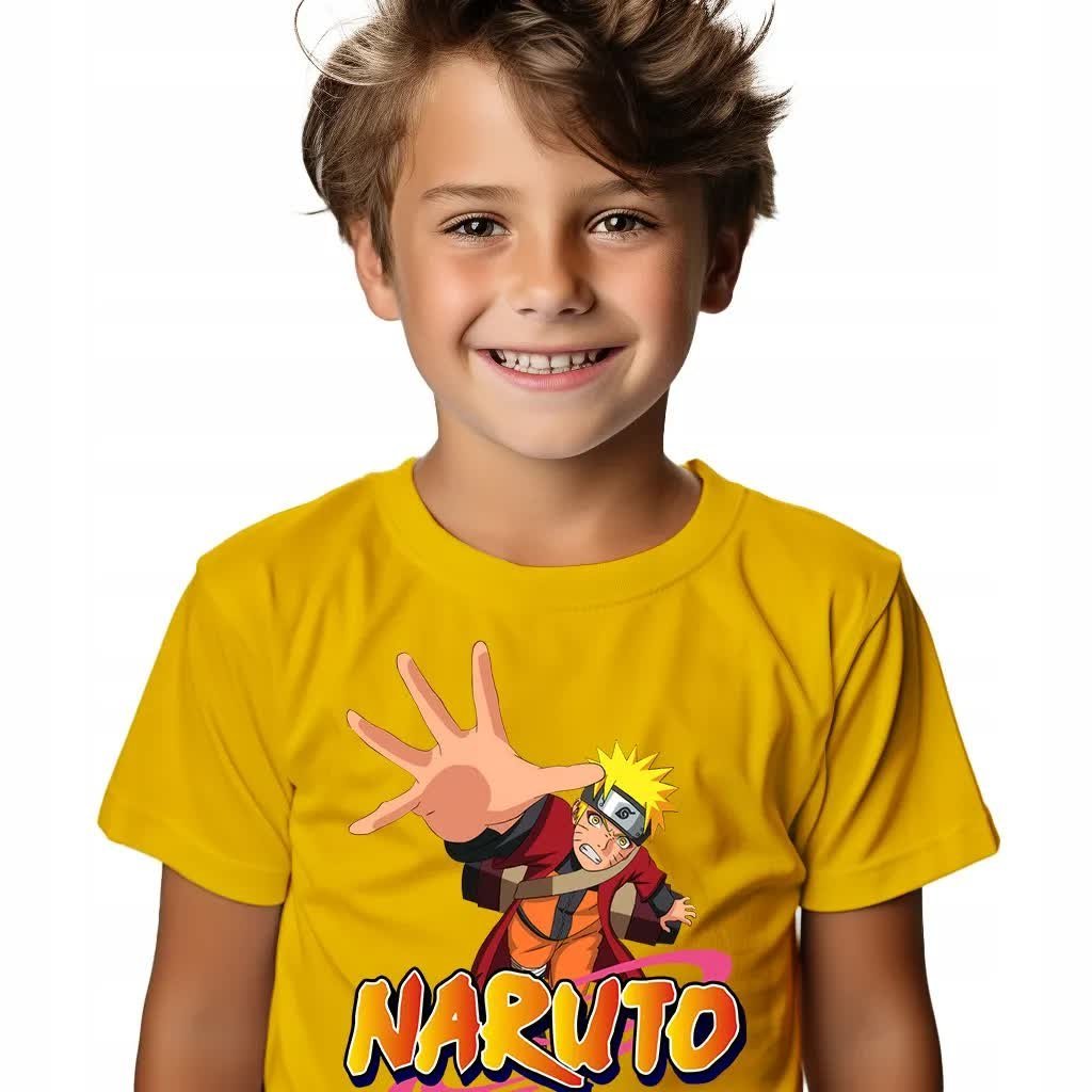 KOSZULKA T-SHIRT DZIECIĘCA ŻÓŁTY PREZENT NARUTO ROZMIAR 134 WIELE WZORÓW