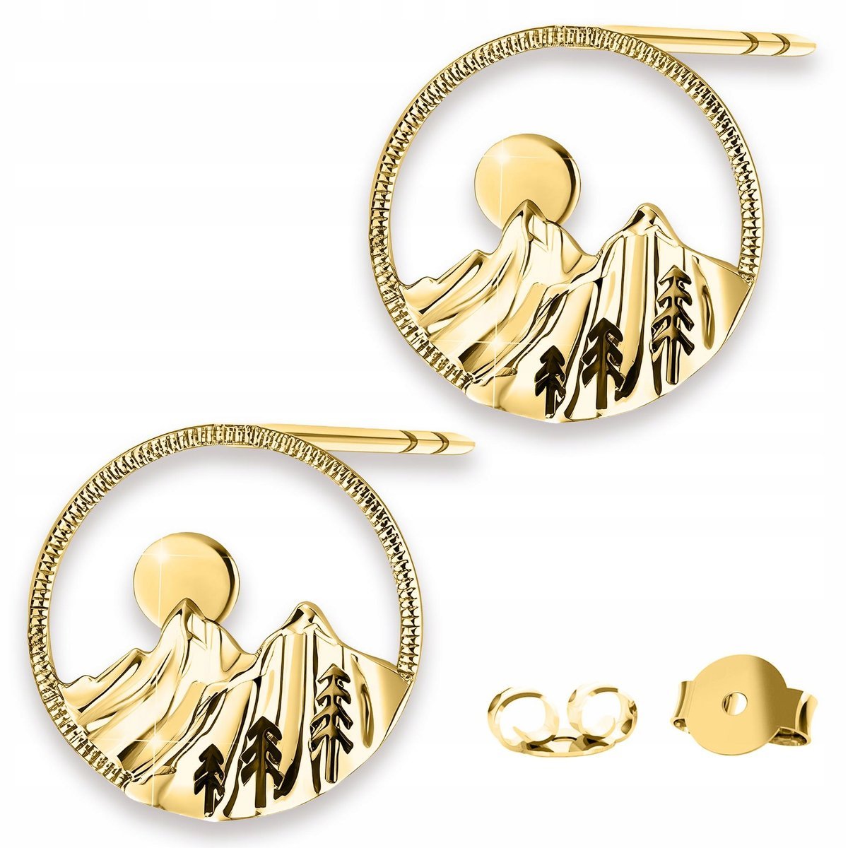 Złote Kolczyki Góry Tatry Promienie Słońca Zakopane Słońce SREBRO 925