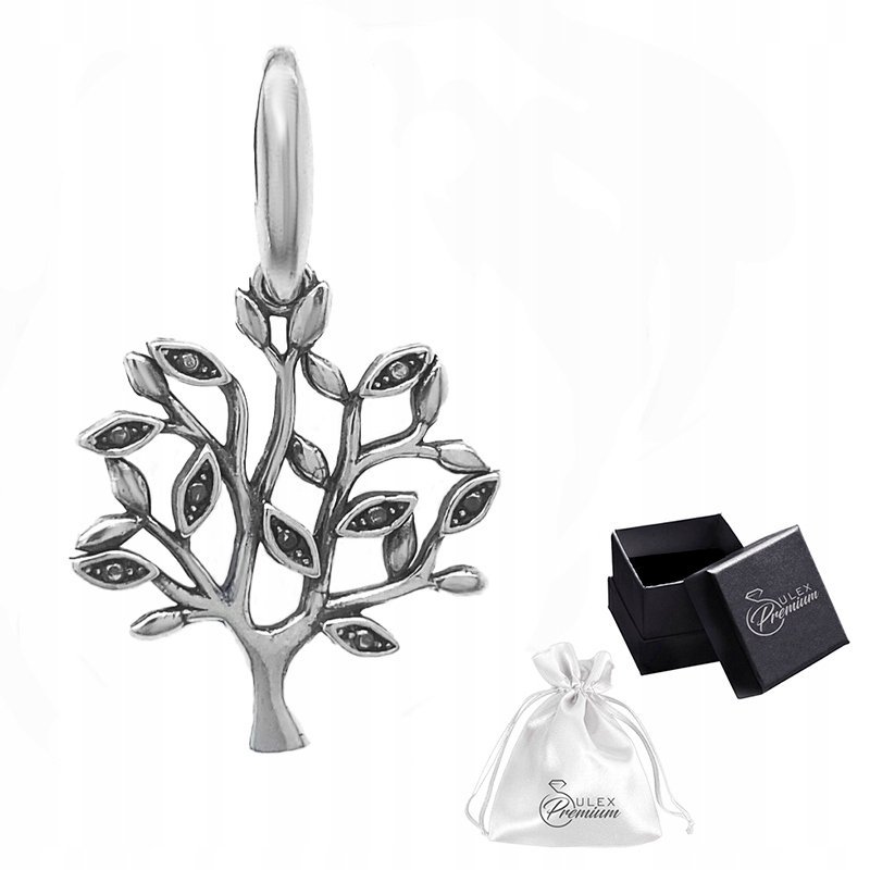 Zawieszka srebrna pr. 925 Wisiorek Oksydowany Drzewo Życia Szczęścia