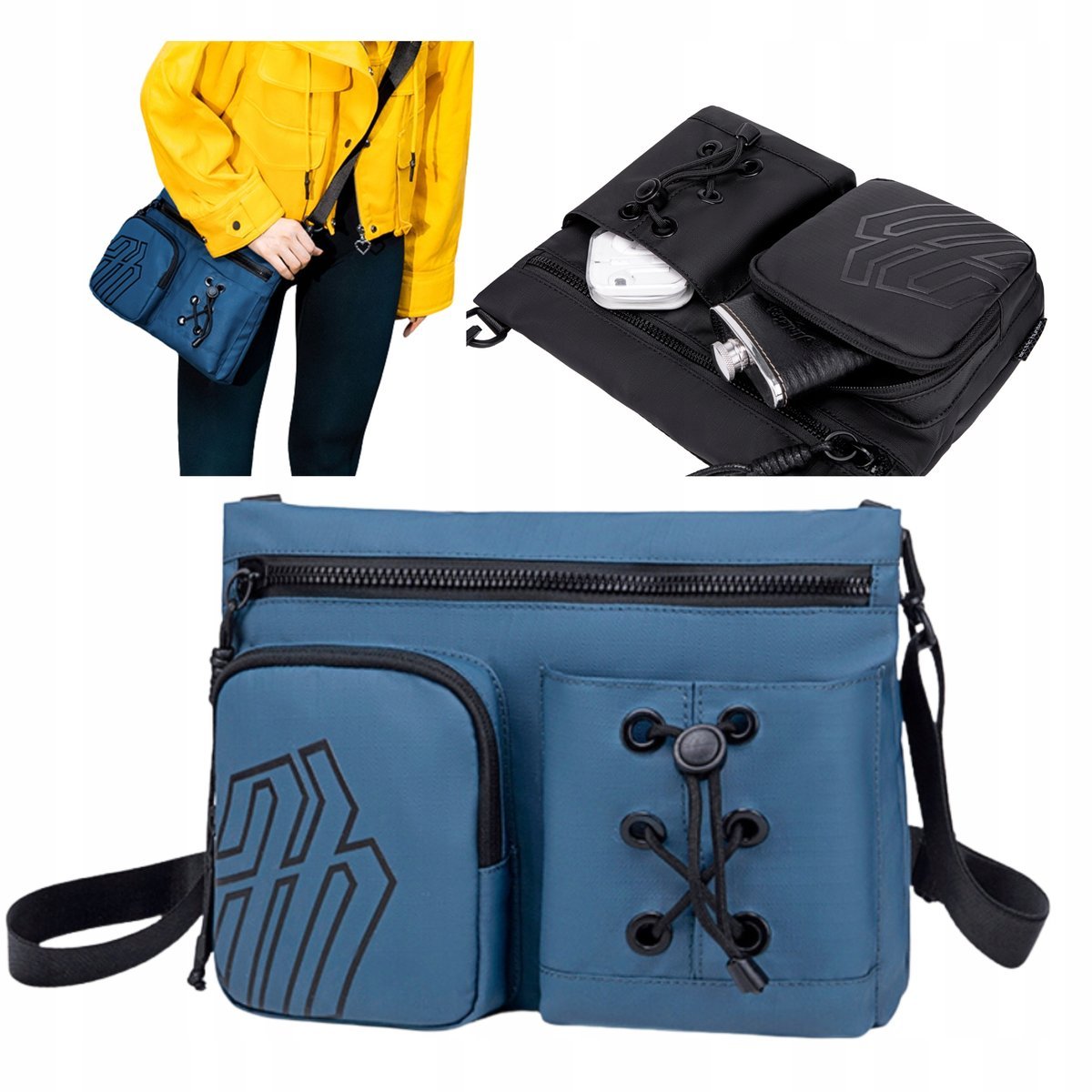 Torebka listonoszka niebieska modna elegancka wodoodporna na ramię miejska stylowa uniwersalna Arctic Hunter K00535Blue