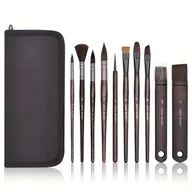 Pędzle - TEMU 10 szt. Zestaw pędzli profesjonalnych z akrylu, nylonu i drewnianym uchwytem - Zestaw do malowania profesjonalnego artysty, odpowiedni do - miniaturka - grafika 1