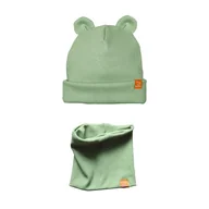 Czapki dla dzieci - Komplet Czapka MISIACZKA z kominem - pistacja - miniaturka - grafika 1
