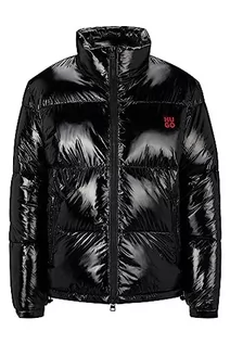 Kurtki męskie - HUGO Biron2341 męska kurtka pikowana, wodoodporna, połyskująca z logo Stack, czarny (Black1), XS - grafika 1