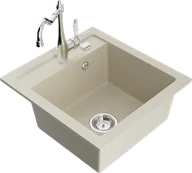 Zlewozmywaki z baterią - Mexen Vito zlewozmywak granitowy 1-komorowy z baterią kuchenną Carla, beżowy - 6503-69-670700-00 - miniaturka - grafika 1