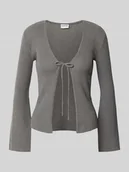 Swetry damskie - Kurtka z dzianiny z wiązaniem model ‘AYLIN’ - miniaturka - grafika 1