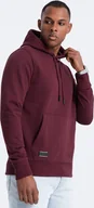 Bluzy męskie - Ombre Bawełniana męska dresowa bluza kangurka z kapturem BASIC bordowa V3 OM-SSBN-0161 S - miniaturka - grafika 1