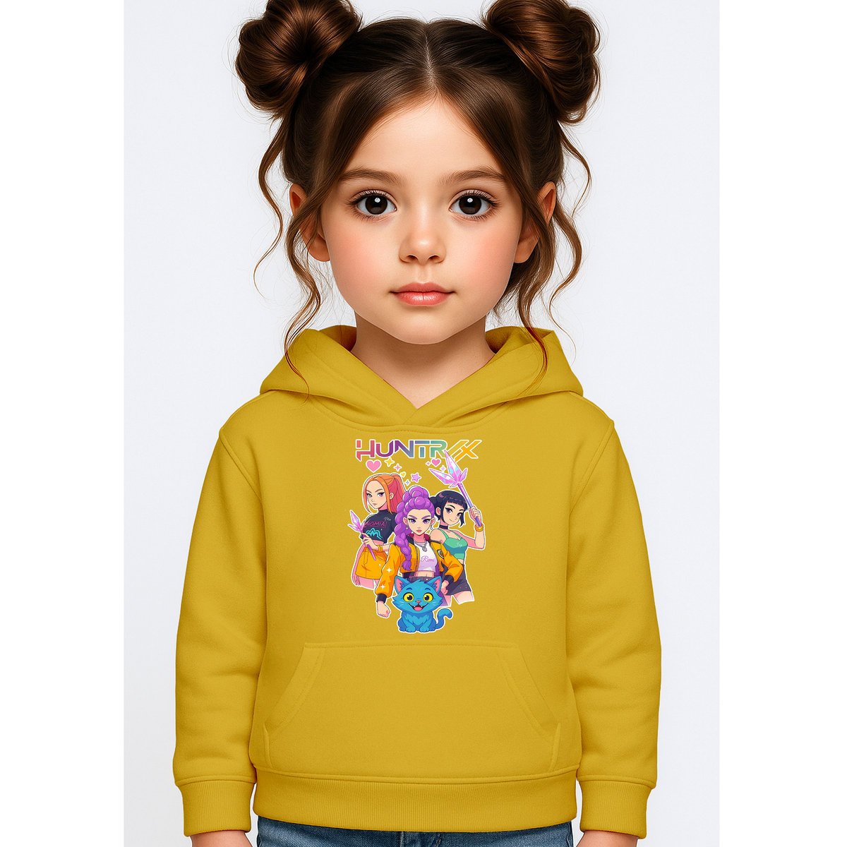 BLUZA DZIECIĘCA K-POPOWE ŁOWCZYNIE DEMONÓW HUNTRIX 146-152 Z KAPTUREM