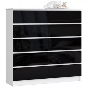 KOMODA K 120 cm 10 SZUFLAD BIAŁA / CZARNY POŁYSK - Komody - miniaturka - grafika 1