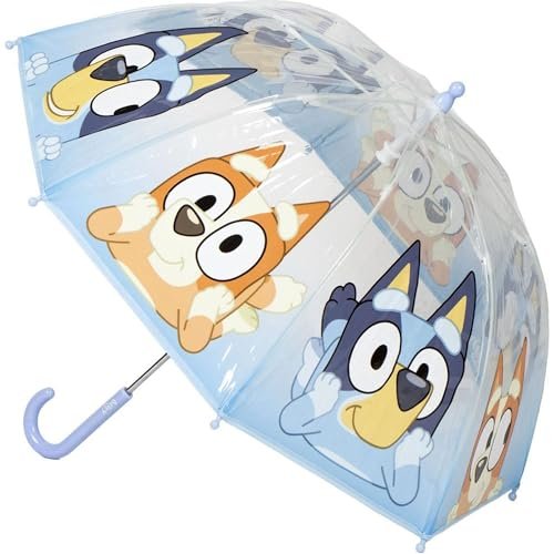 CERDÁ LIFE'S LITTLE MOMENTS Bluey parasol dla dzieci o kolorowym i wesołym wzornictwie – odporny na wiatr parasol dziecięcy z bezpiecznym otworem na rękę i ergonomicznym uchwytem, Bluey and Friends