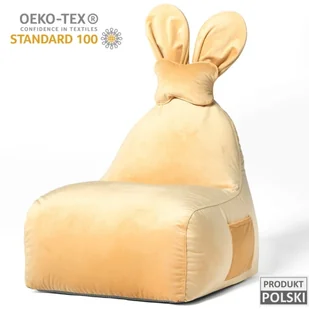 Uszata pufa siedzisko z oparciem Funny Bunny VELVET - Żółta - Szafy i szafki dla dzieci - miniaturka - grafika 1