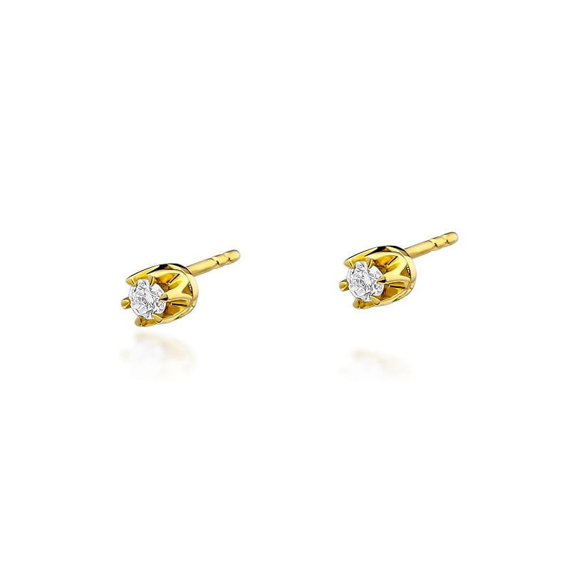 Złote kolczyki K0032 Diament 2 x 0,10ct żółte złoto pr. 585