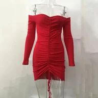 Sukienki - Sukienka mini ze ściągaczem - Czerwony - miniaturka - grafika 1