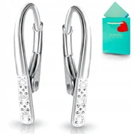 Kolczyki - Kolczyki srebrne angielskie zapięcie rodowane biała cyrkonia srebro 925 - miniaturka - grafika 1