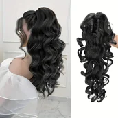 Pozostałe akcesoria fryzjerskie - TEMU Peruka z Kręconymi Falami Odporna na Ciepło - Objętościowy Styl Retro dla Kobiet, Bezpieczne Zapięcie Klipsowe na Codzień i Uroczystości, Włókna - miniaturka - grafika 1