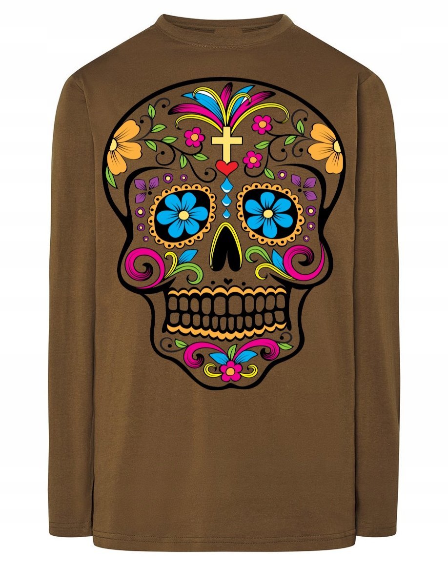 Longsleeve męski nadruk kolorowa CZASZKA r.M