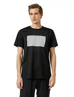 Koszulki męskie - Koton Koszulka męska z krótkim rękawem w paski, czarny (999), XXL - miniaturka - grafika 1