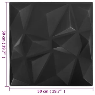 vidaXL Panele ścienne 3D, 12 szt., 50x50 cm, diamentowa czerń, 3 m² 340587 - Panele ścienne i boazeria - miniaturka - grafika 7