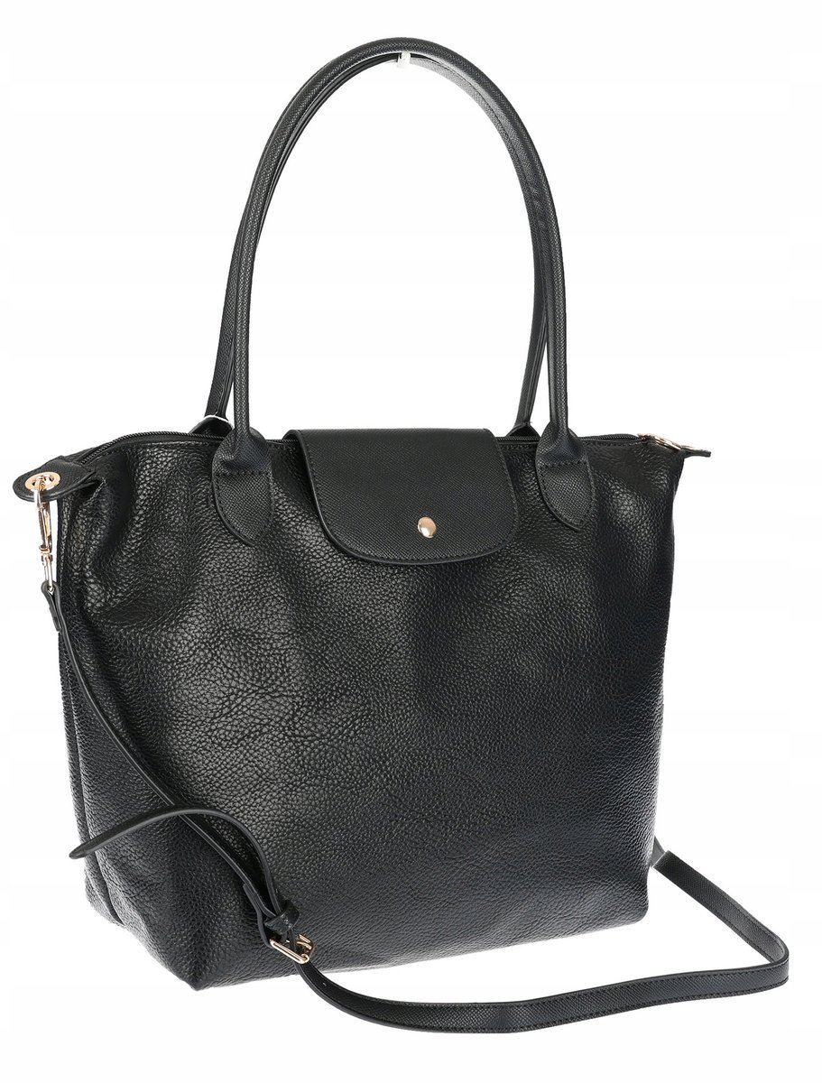 Torebka Damska Shopperka Pojemna A4 Modna Torba Listonoszka PU682 Czarna