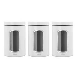 Brabantia Nowości Pojemniki kuchenne z okienkiem 3 szt 1,4L białe 306068 306068 - Pojemniki kuchenne - miniaturka - grafika 1